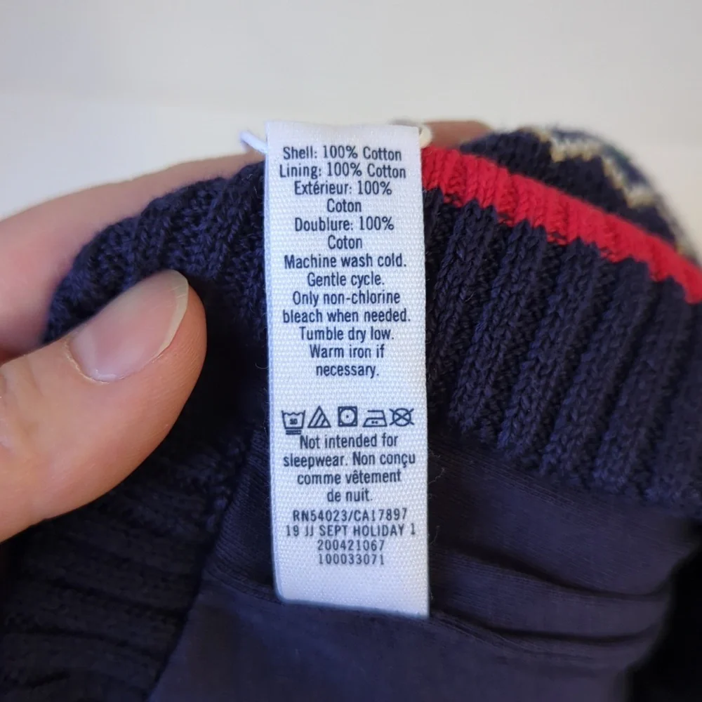 Janie and Jack Navy Blue and Red Knit Hat Beanie - Size 6-12 months